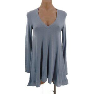 Deletta Womens Blue Knit V Neck Ruffle Tunic Size S Anthropologie Swing Jersey
